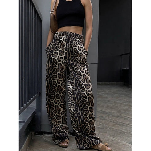 'Aven' Leopard Print Wide Leg Pants - Celes Fashion